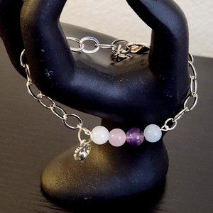 Morgan Stone Bracelet with heart charms